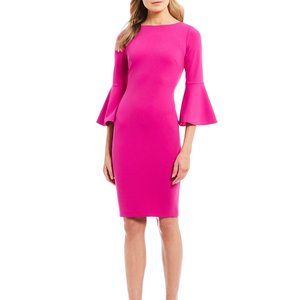 Calvin Klein 3/4 Bell Sleeve Boat Neck Sheath Dress. Size 8.NWT!